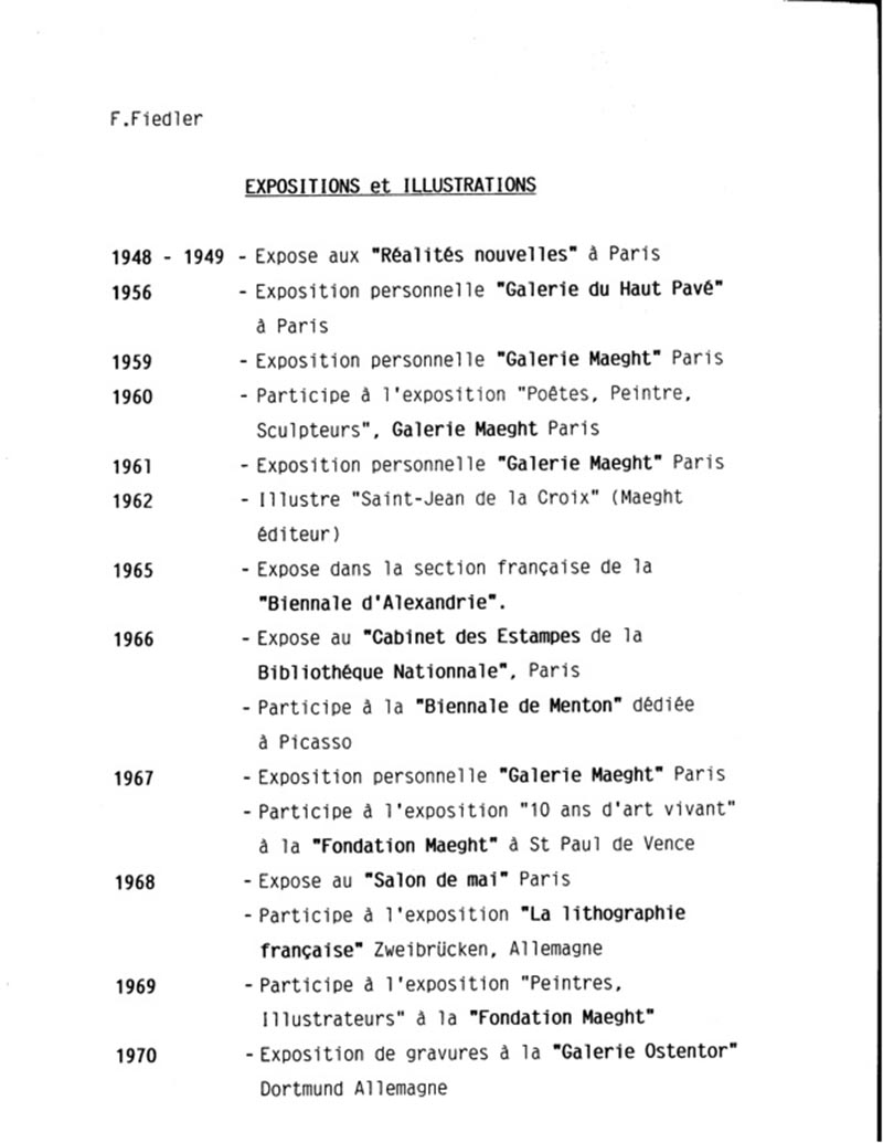 Francois Fiedler exhibitions